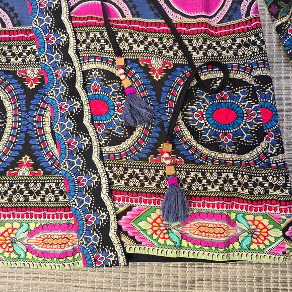 ETHNC Wrap Top Womens Small Colorful Bohemian Boho Bollywood Travel Vacay Kimono - Picture 4 of 9